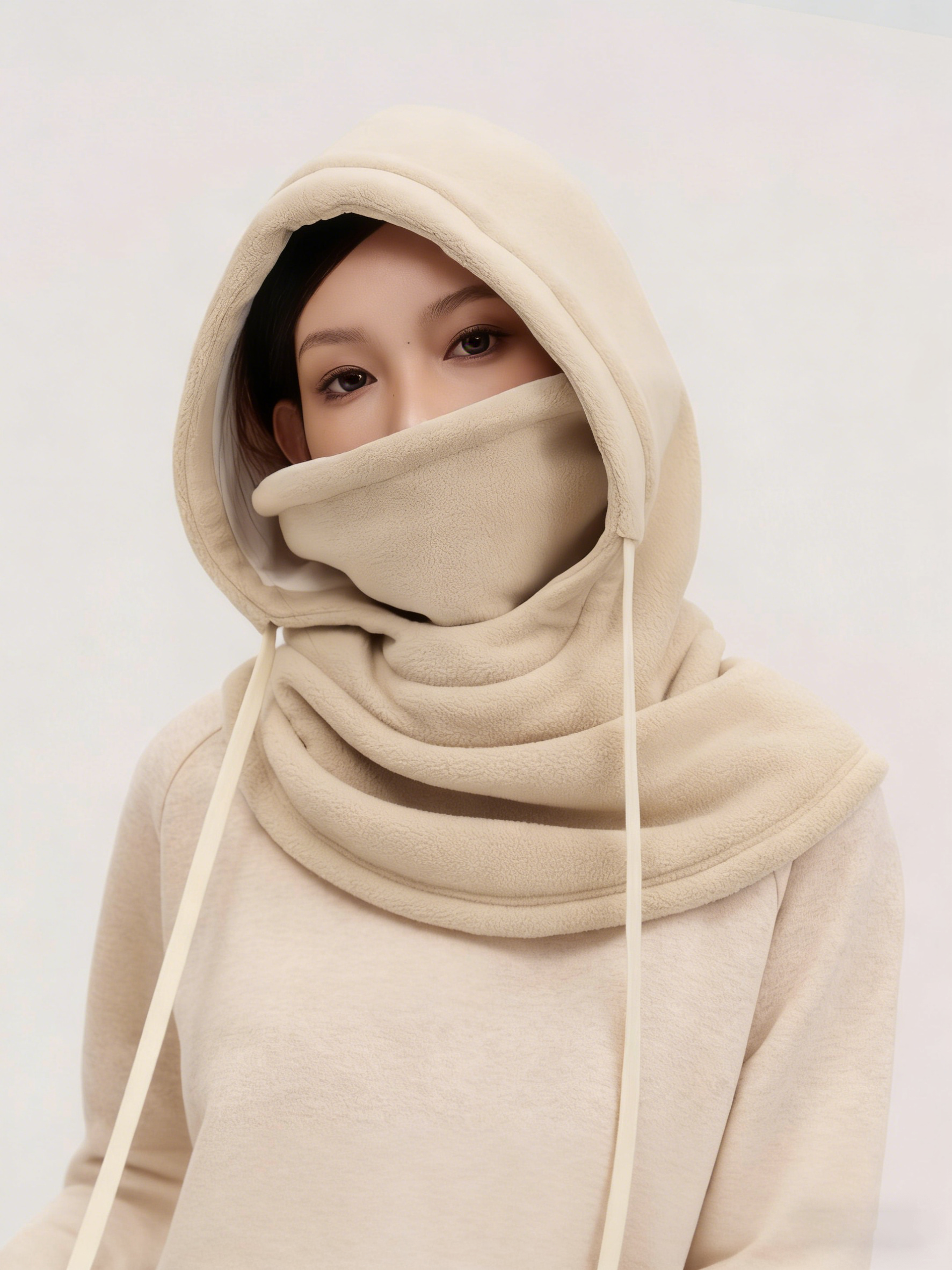 Winter Fleece Hooded Face Mask All-in-One Hood & Face Cover