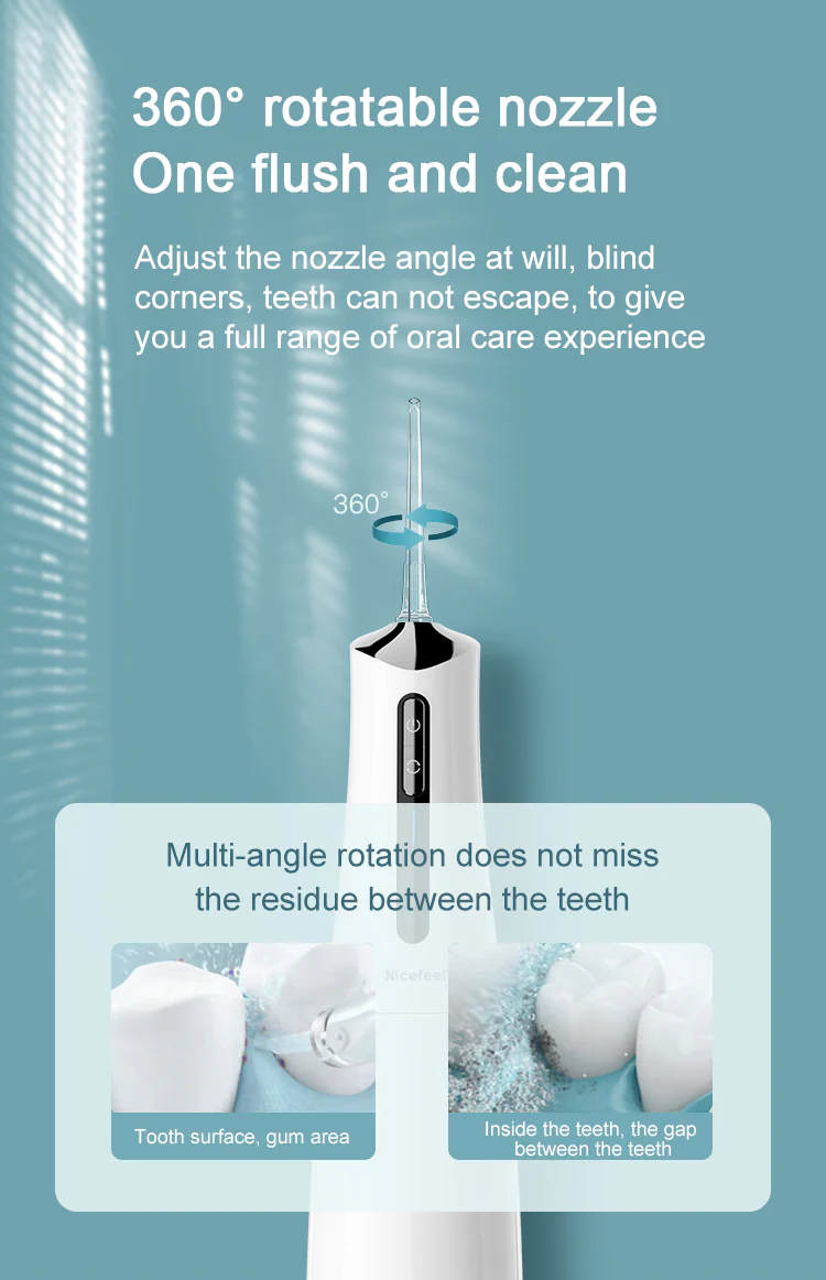 5024 Nicefeel LCD Display Water Flosser Cleaner-White