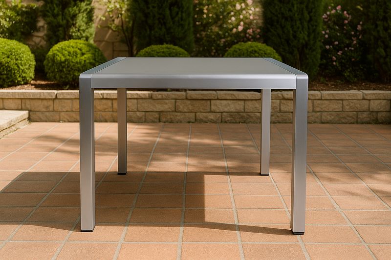 Mesa de Jardín Rectangular Aluminio Gris-Vitaaurorabelle