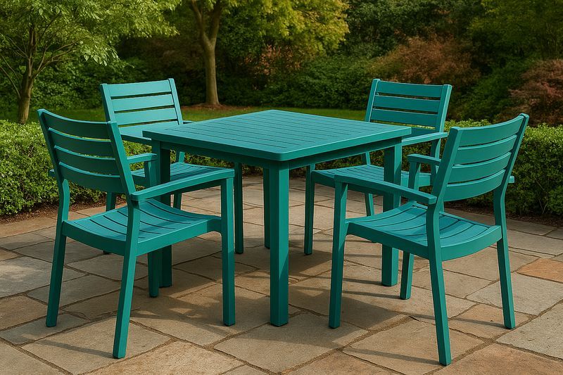 Juego de Mesa y Sillas de Jardín Cuadrada de Plástico 5 Piezas Verde-Vitaaurorabelle