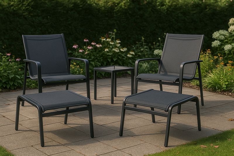 Juego de Muebles de Jardín 5 Piezas Negro-Vitaaurorabelle