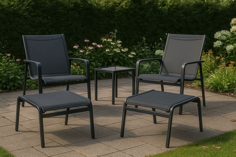 Juego de Muebles de Jardín 5 Piezas Negro-Vitaaurorabelle