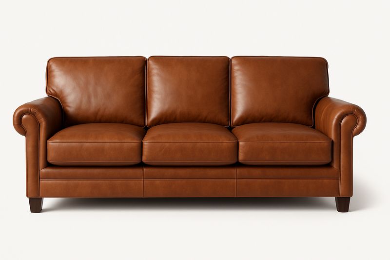 Sofá de Tres Plazas Cuero Marrón 210x90x85 cm-Vitaaurorabelle