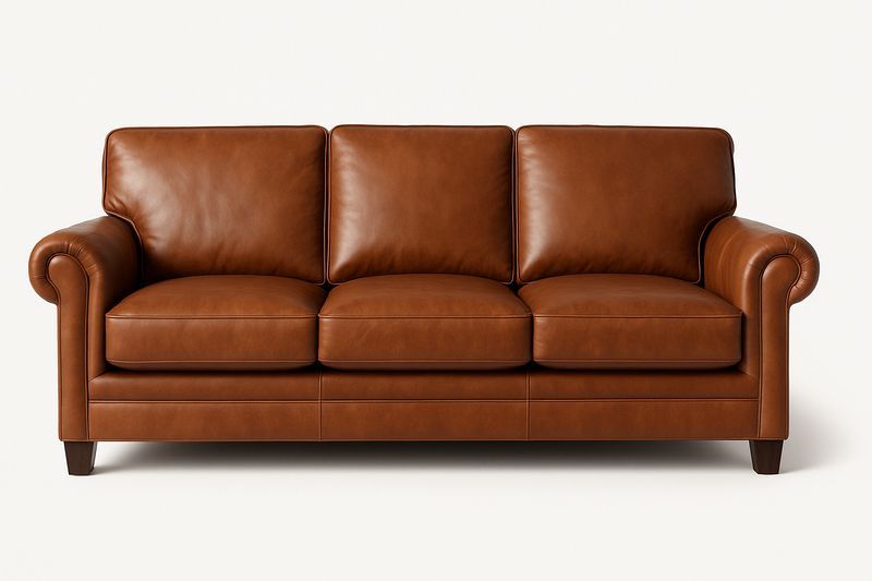 Sofá de Tres Plazas Cuero Marrón 210x90x85 cm-Vitaaurorabelle