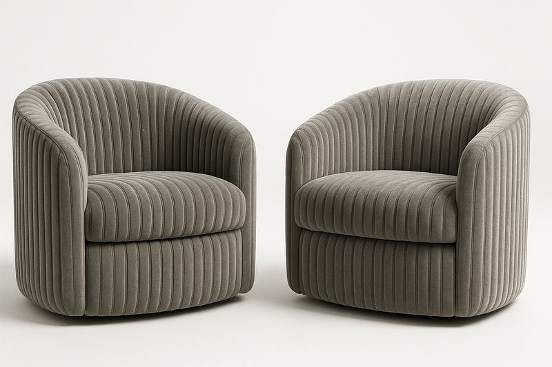 Set de 2 sillones giratorios redondos terciopelo gris 75x75x78 cm-Vitaaurorabelle