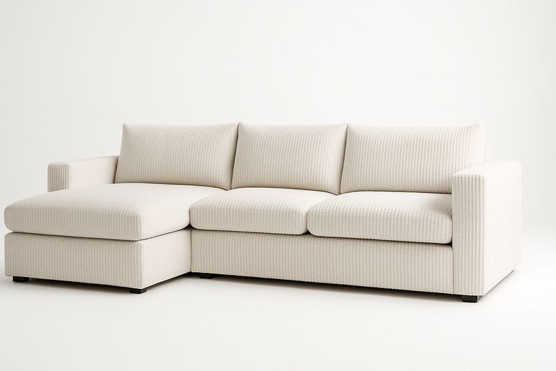 Sofá Seccional Izquierdo Tela Acanalada Beige 290x160x85 cm-Vitaaurorabelle