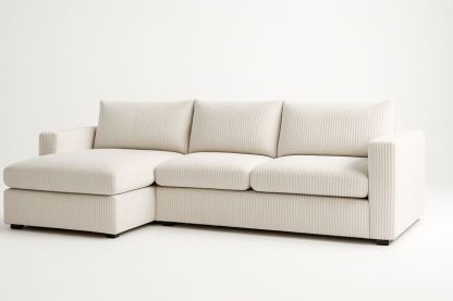 Sofá Seccional Izquierdo Tela Acanalada Beige 290x160x85 cm-Vitaaurorabelle