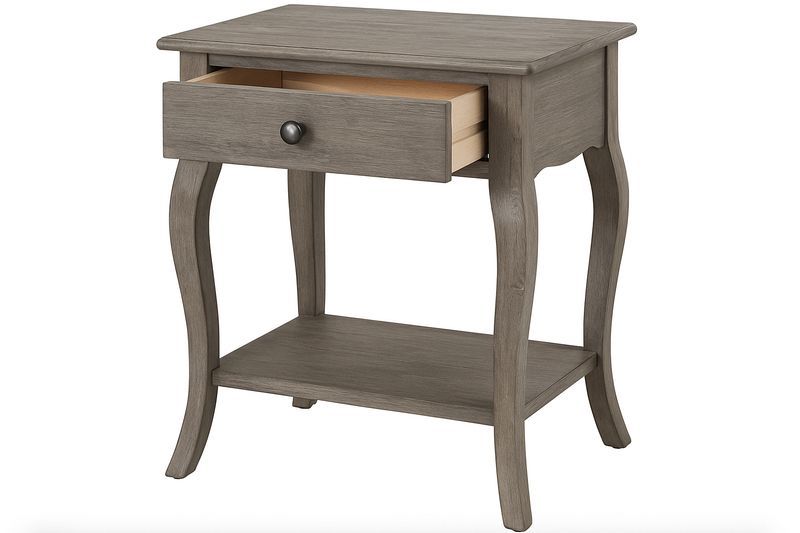 Mesa auxiliar de madera con cajón Gris-Vitaaurorabelle