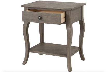 Mesa auxiliar de madera con cajón Gris-Vitaaurorabelle