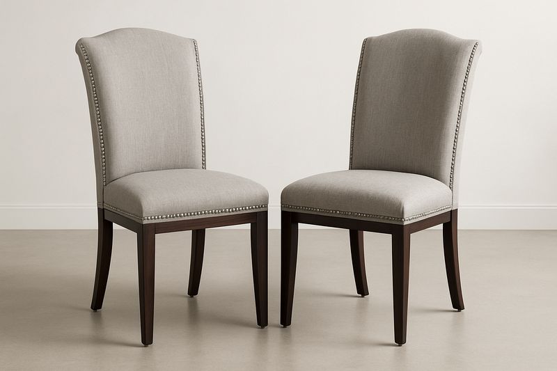 Juego de 2 Sillas de Comedor Tapizadas en Tela de Poliéster Gris con Patas de Madera de Caoba 95cm x 50cm x 60cm-Vitaaurorabelle