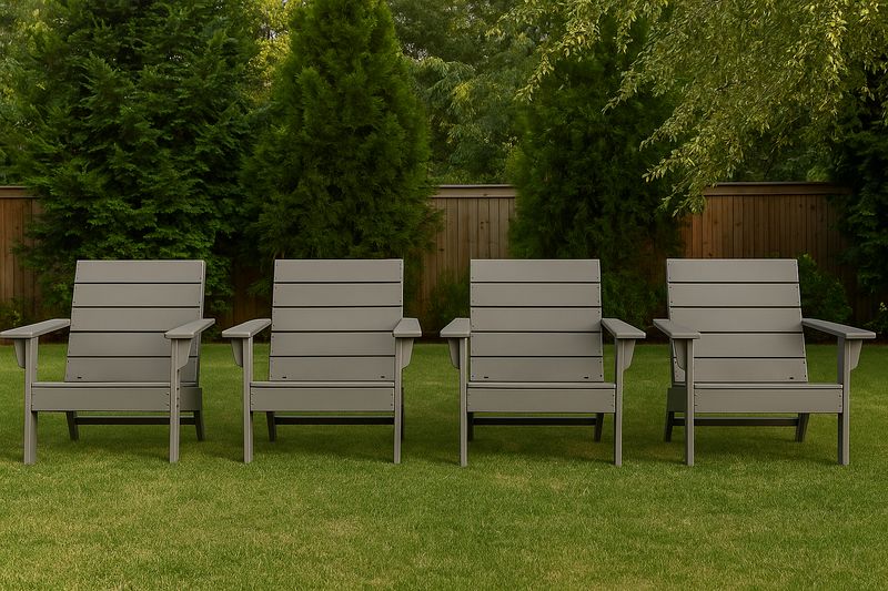 Juego de 4 sillas Adirondack rectangulares de polietileno gris-Vitaaurorabelle