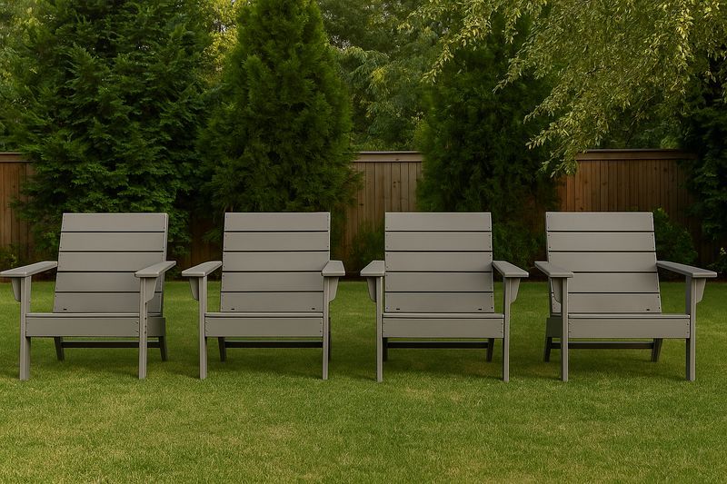 Juego de 4 sillas Adirondack rectangulares de polietileno gris-Vitaaurorabelle