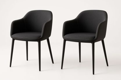 Juego de 2 sillas de comedor con estructura de acero y tapizado en poliéster negro 89cm-Vitaaurorabelle