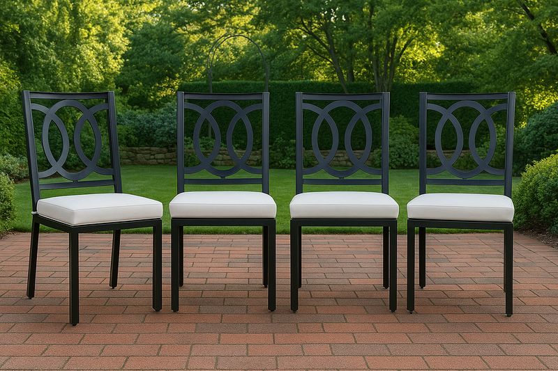 Juego de 4 sillas de comedor con respaldo geométrico y cojín blanco 45x50x90 cm-Vitaaurorabelle