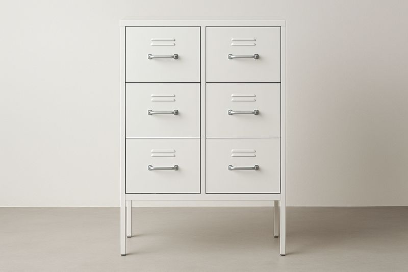 Cómoda de 6 Cajones Rectangular Acero Blanco 90x40x110cm-Vitaaurorabelle