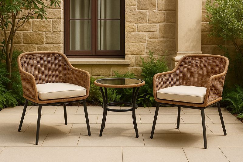 Juego de Muebles de Exterior 3 Piezas Ratán Sintético/Madera/Marrón/Negro-Vitaaurorabelle