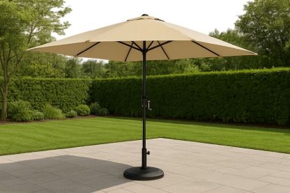 Sombrilla de Jardín Tipo Paraguas Tela Poliéster Beige Estructura Aluminio Diámetro 300cm-Vitaaurorabelle