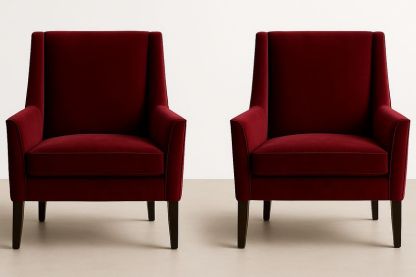 Juego de 2 sillones de tela roja profunda 100x85x90cm-Vitaaurorabelle