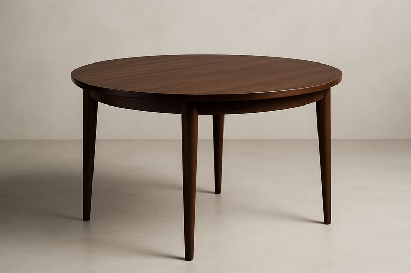 Mesa redonda de madera marrón oscuro 120 cm diámetro-Vitaaurorabelle