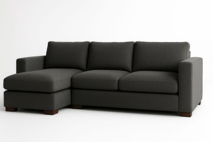 Sofá seccional 3 plazas tela gris oscuro madera 250x160x80 cm-Vitaaurorabelle