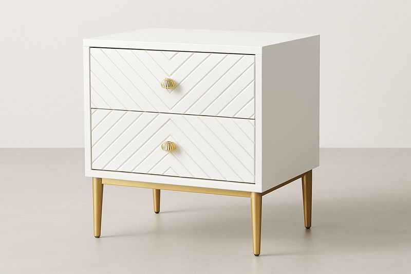 Mesita de Noche Blanca con 2 Cajones de Madera-Vitaaurorabelle