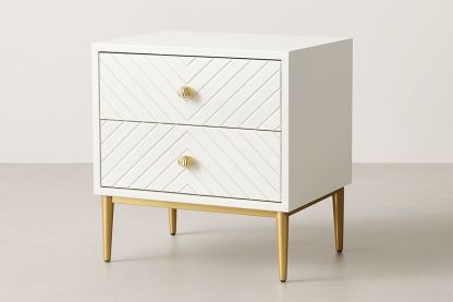 Mesita de Noche Blanca con 2 Cajones de Madera-Vitaaurorabelle