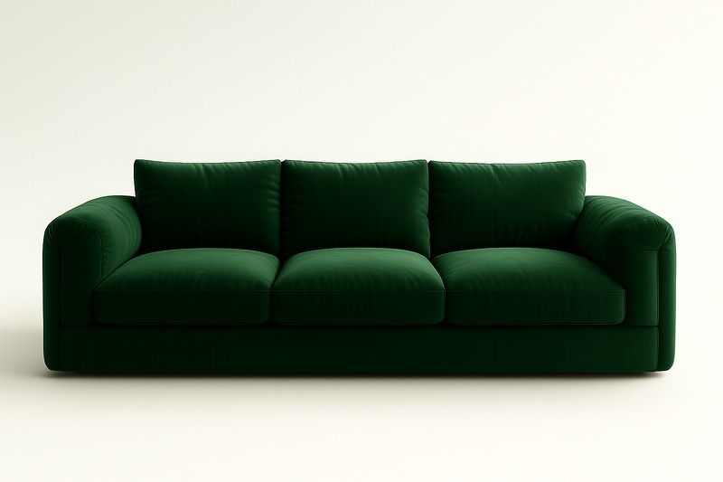 Sofá de Tres Plazas Tela Verde Algodón 220 cm-Vitaaurorabelle