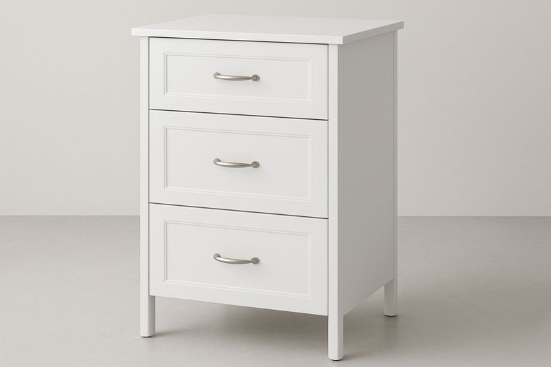 Mesita de Noche con Cajones Rectangular MDF Blanco 3 Cajones 45x35x70 cm-Vitaaurorabelle