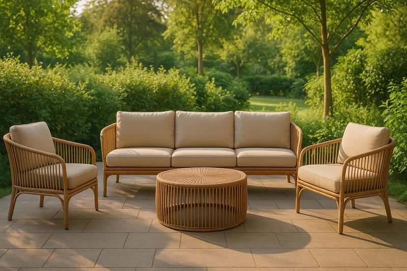 Set Muebles de Jardín Ratán Sintético Beige 4 Piezas-Vitaaurorabelle