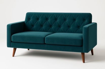 Sofá de dos plazas moderno de terciopelo con patas de madera 141x78x81cm-Vitaaurorabelle