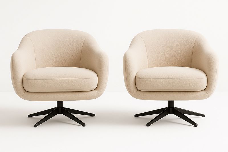 Juego de 2 sillones giratorios tela poliéster beige-Vitaaurorabelle