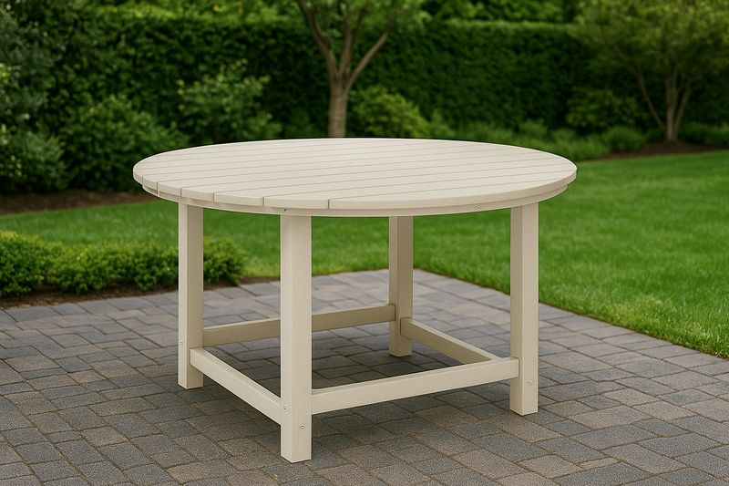 Mesa de Jardín Redonda Madera Sintética Beige-Vitaaurorabelle