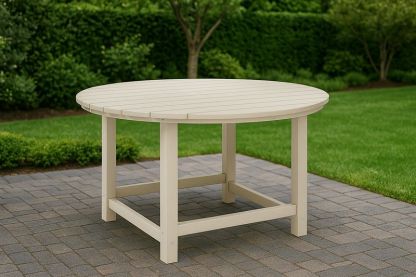 Mesa de Jardín Redonda Madera Sintética Beige-Vitaaurorabelle