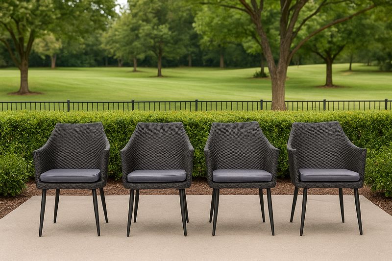 Conjunto de 4 Sillas de Jardín de Rattan Sintético con Cojines Gris Aluminio 87 cm-Vitaaurorabelle