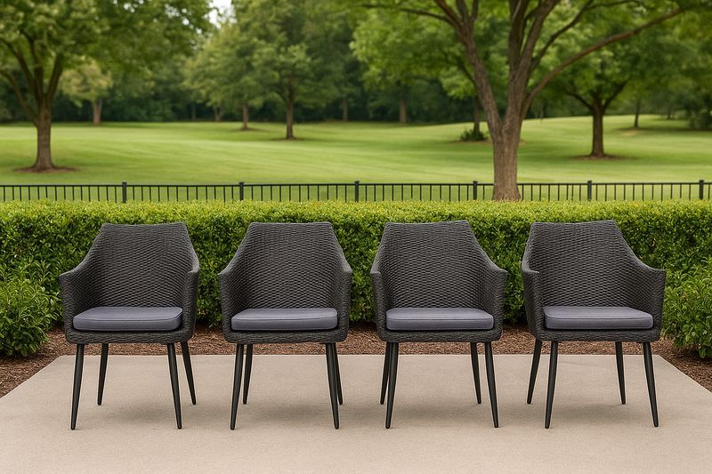 Conjunto de 4 Sillas de Jardín de Rattan Sintético con Cojines Gris Aluminio 87 cm-Vitaaurorabelle