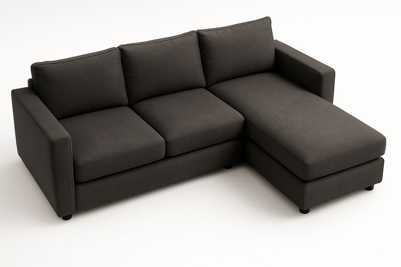 Sofá rinconera L con chaise longue 230cm poliéster gris oscuro-Vitaaurorabelle