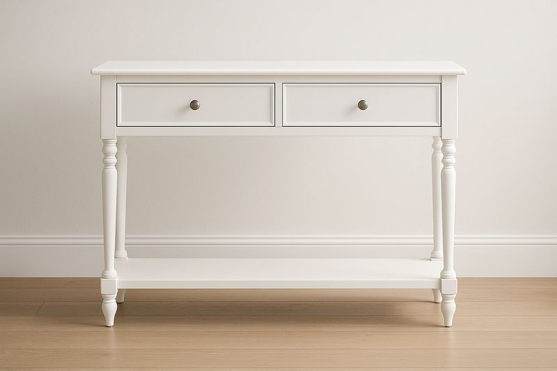 Mesa consola rectangular con dos cajones 120x40x75 cm blanco madera de pino-Vitaaurorabelle