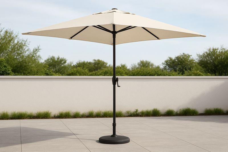 Sombrilla para Exterior con Poste de Acero y Tela Impermeable Beige Cuadrada-Vitaaurorabelle