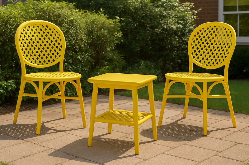 Conjunto de Muebles de Jardín de Tres Piezas Amarillo de Polipropileno-Vitaaurorabelle