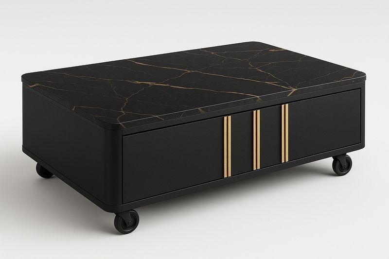 Mesa de centro rectangular mármol negro 120x60x40cm-Vitaaurorabelle