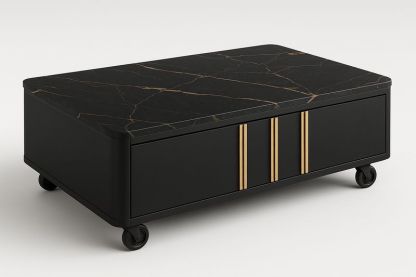 Mesa de centro rectangular mármol negro 120x60x40cm-Vitaaurorabelle