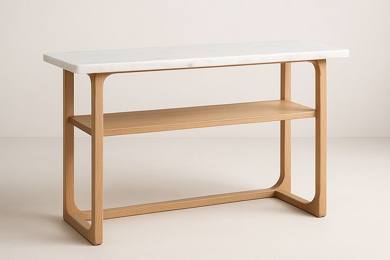 Mesa Consola Rectangular Mármol Blanco Roble 75x120x40 cm-Vitaaurorabelle