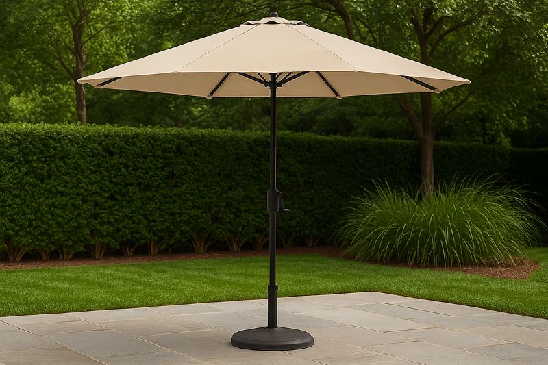 Sombrilla de Jardín Redonda Tela Poliéster Beige Estructura Acero-Vitaaurorabelle