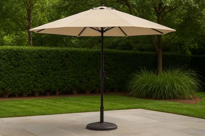 Sombrilla de Jardín Redonda Tela Poliéster Beige Estructura Acero-Vitaaurorabelle