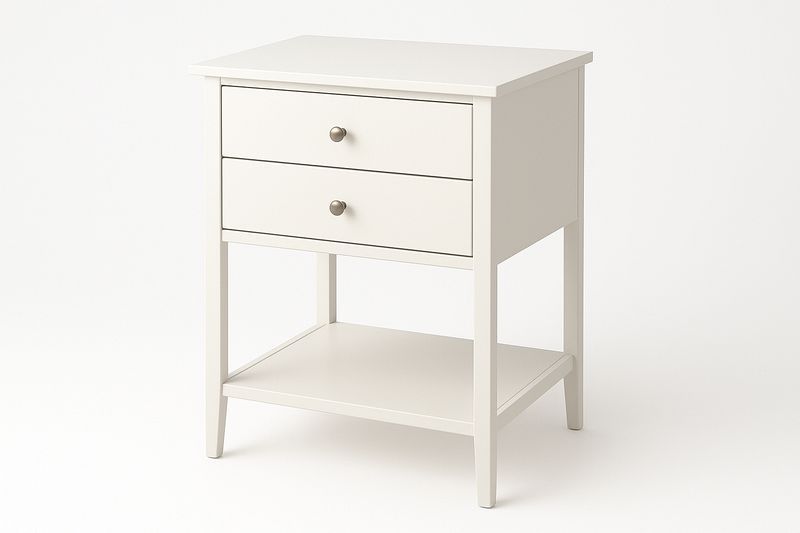 Mesa de noche blanca dos cajones-Vitaaurorabelle
