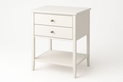 Mesa de noche blanca dos cajones-Vitaaurorabelle