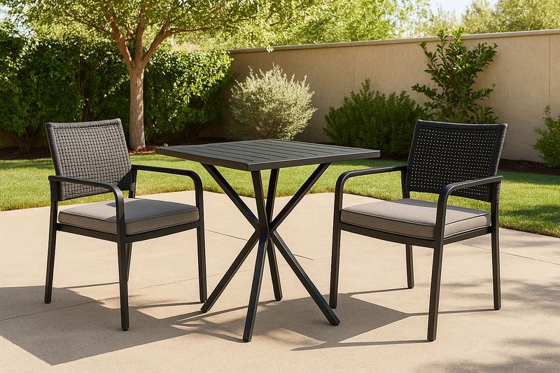 Conjunto de Muebles de Jardín Exterior 3 Piezas Negro Aluminio/Mimbre Sintético 70x70x75 cm-Vitaaurorabelle