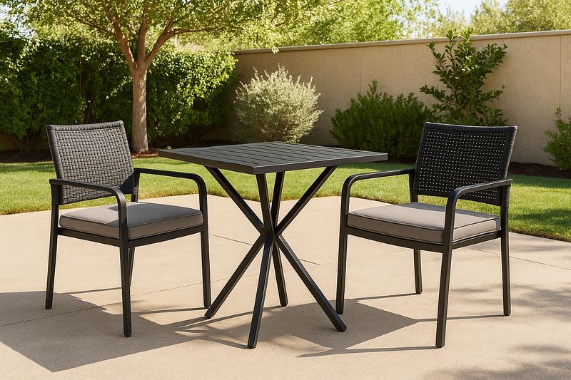 Conjunto de Muebles de Jardín Exterior 3 Piezas Negro Aluminio/Mimbre Sintético 70x70x75 cm-Vitaaurorabelle