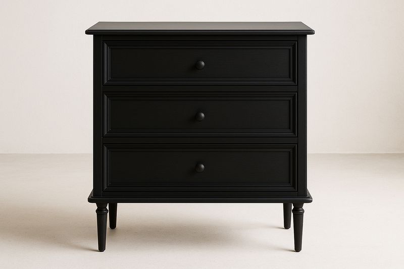 Cómoda madera 3 cajones negro 82 cm alto x 80 cm ancho x 45 cm fondo-Vitaaurorabelle