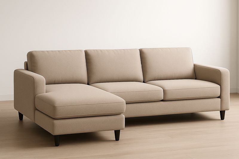 Sofá Seccional 3 Plazas Algodón Beige Madera Haya 250x90x85 cm-Vitaaurorabelle